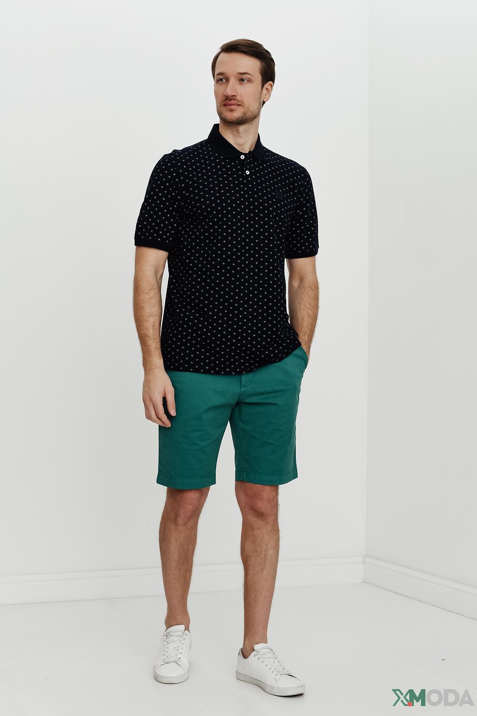 Поло Bugatti в горошек чёрный