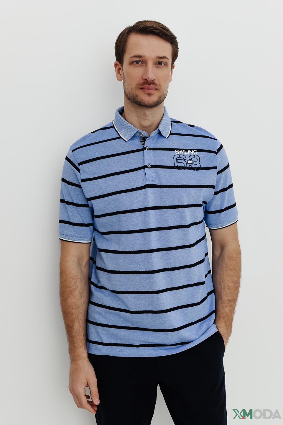 Поло Monte Carlo в полоску голубой