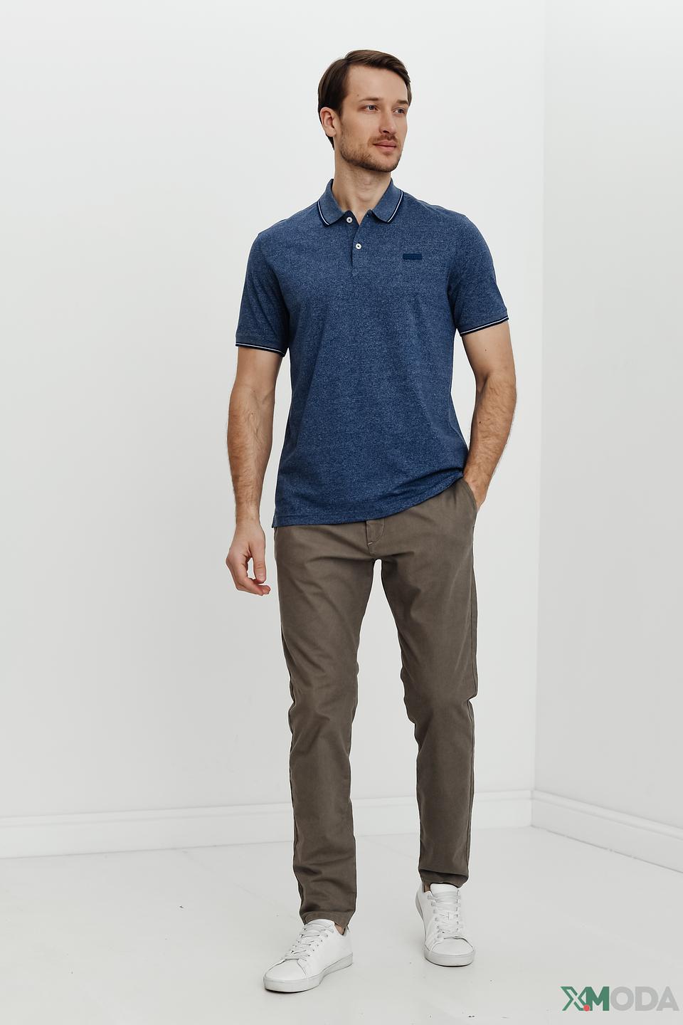 Поло Bugatti мужское синее с меланжем