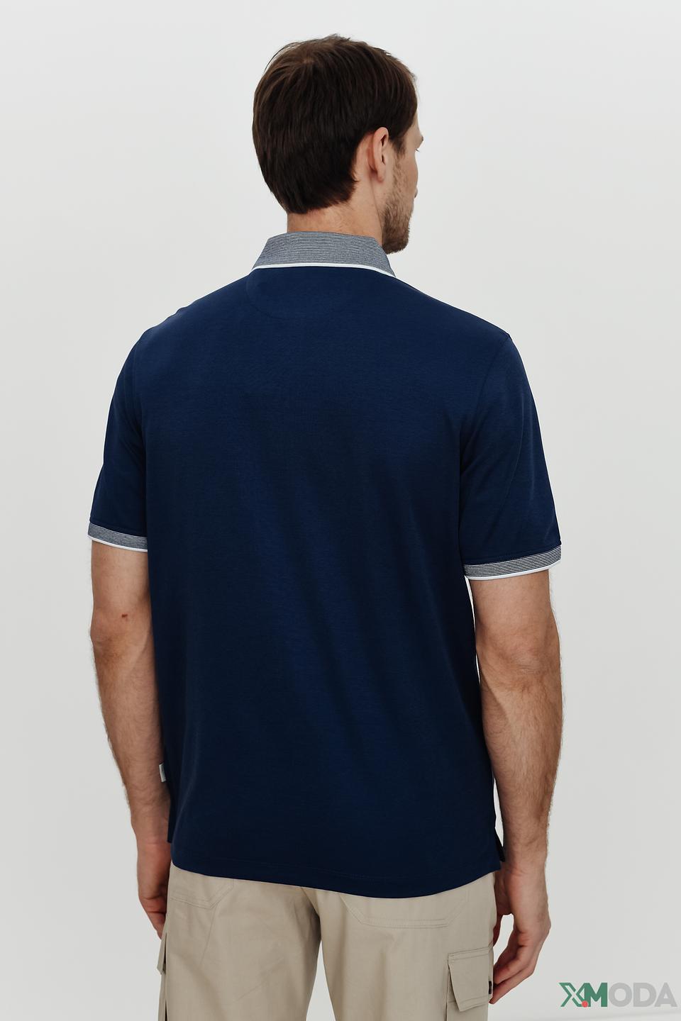 Поло Bugatti темно-синее с серым