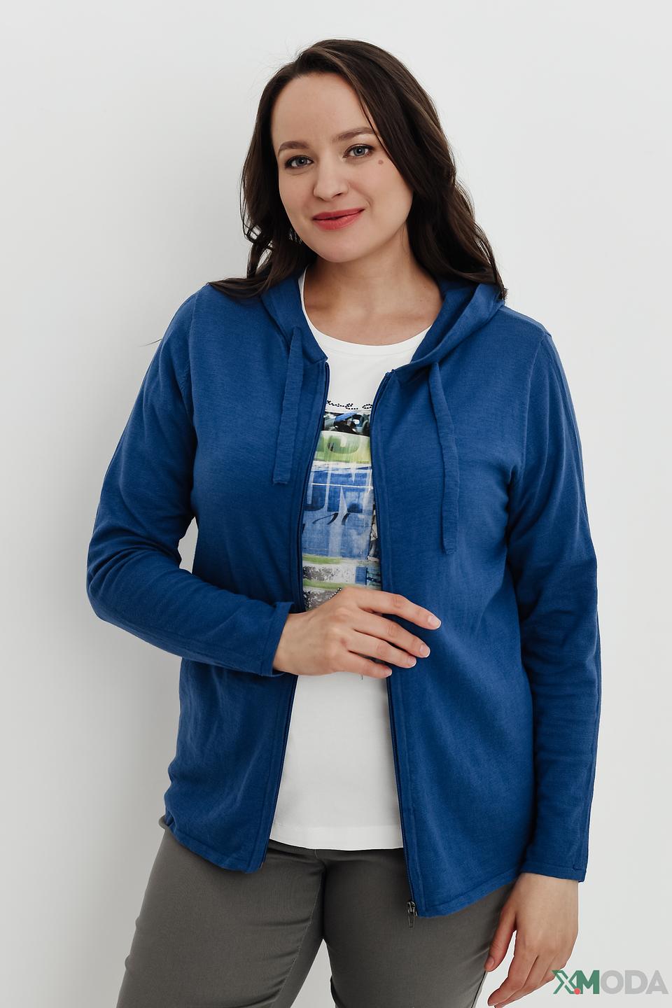 Жакет Lebek с капюшоном синий