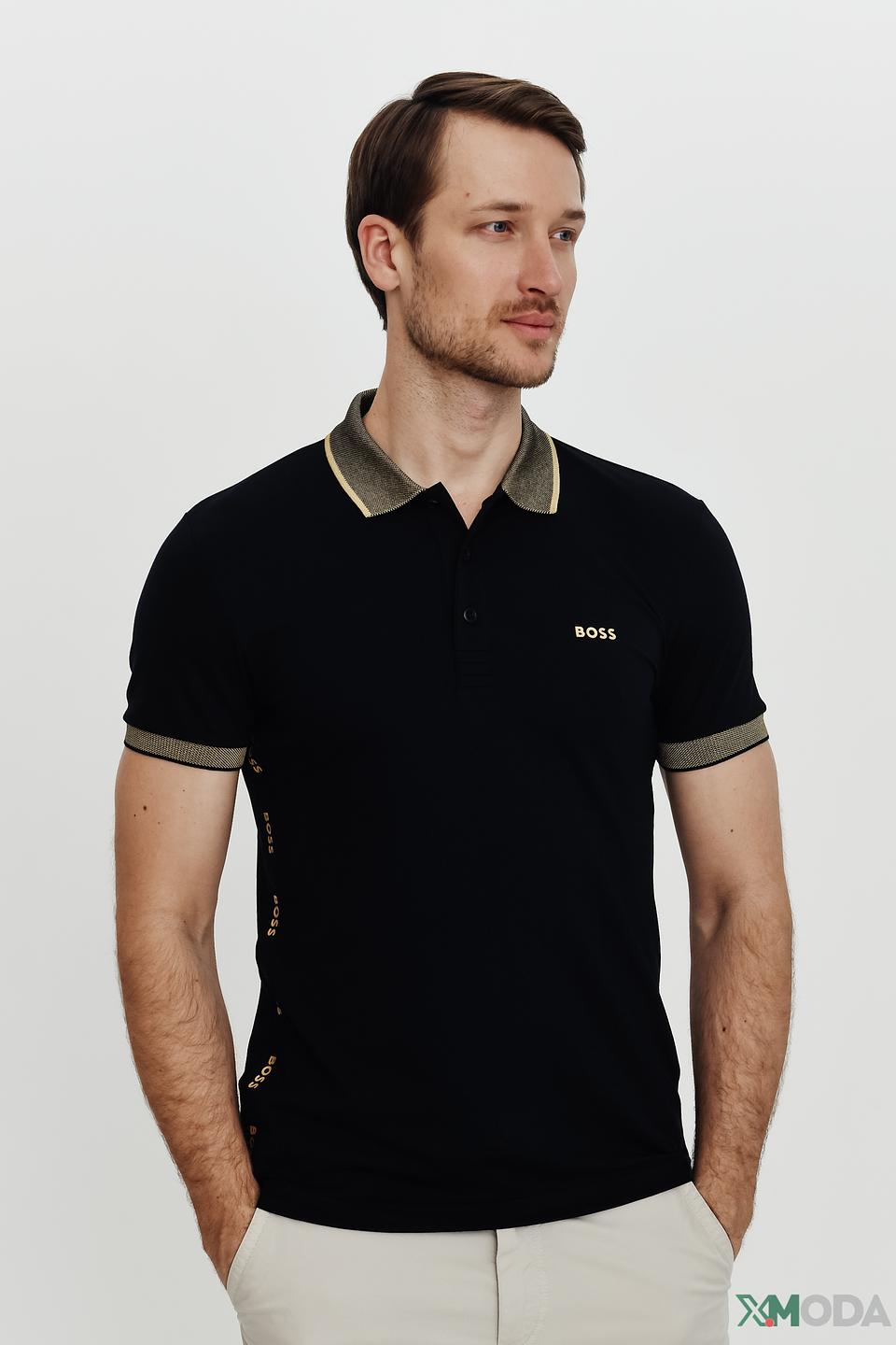 Поло Boss Athleisure чёрный с отделкой