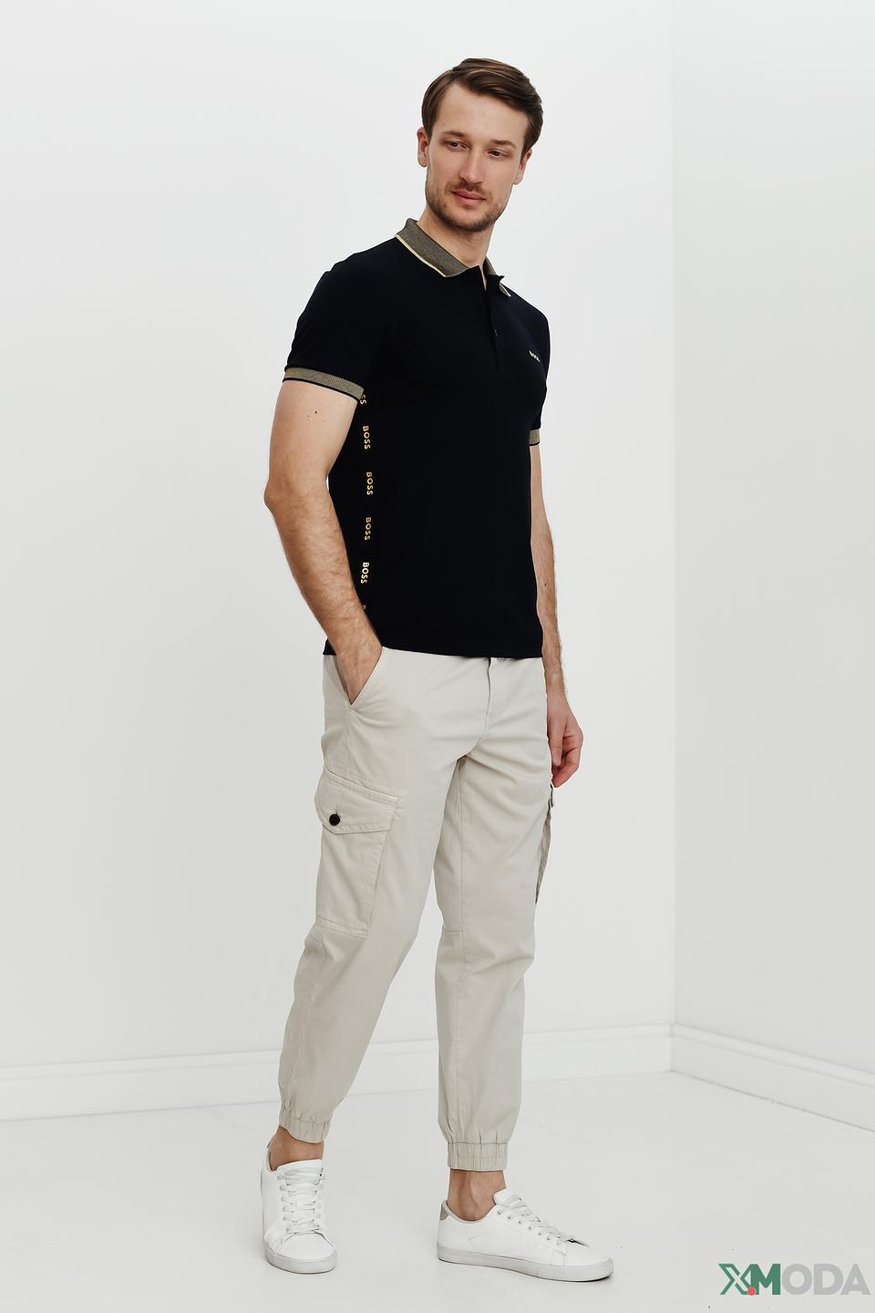 Поло Boss Athleisure чёрный с отделкой