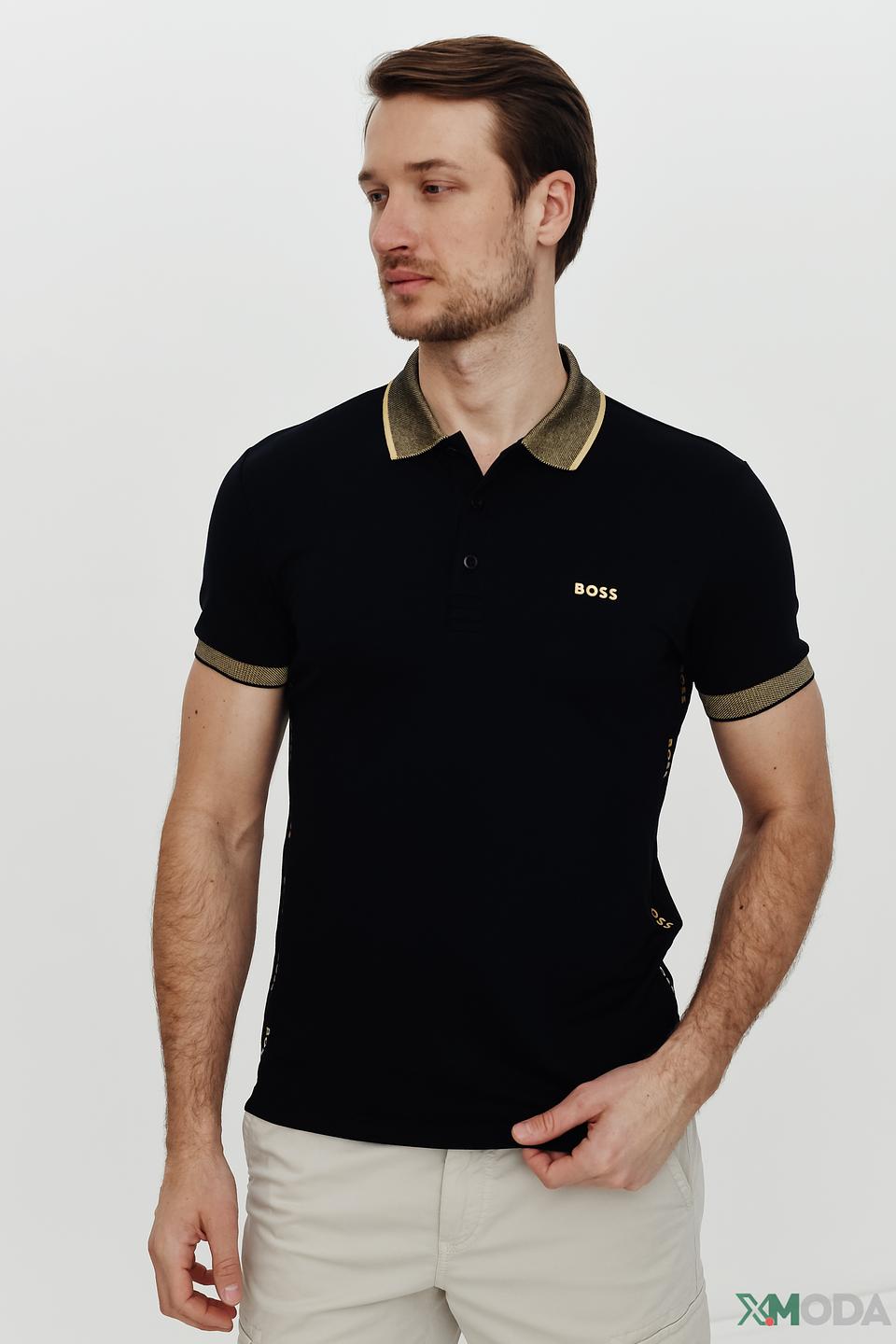 Поло Boss Athleisure чёрный с отделкой