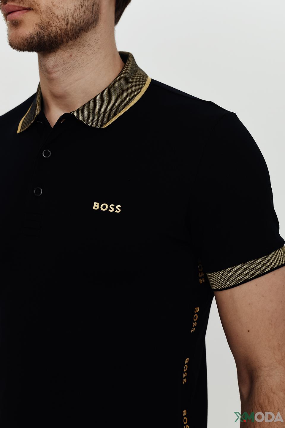 Поло Boss Athleisure чёрный с отделкой