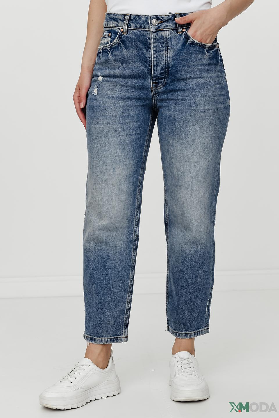 Джинсы Oui с потертостями голубые