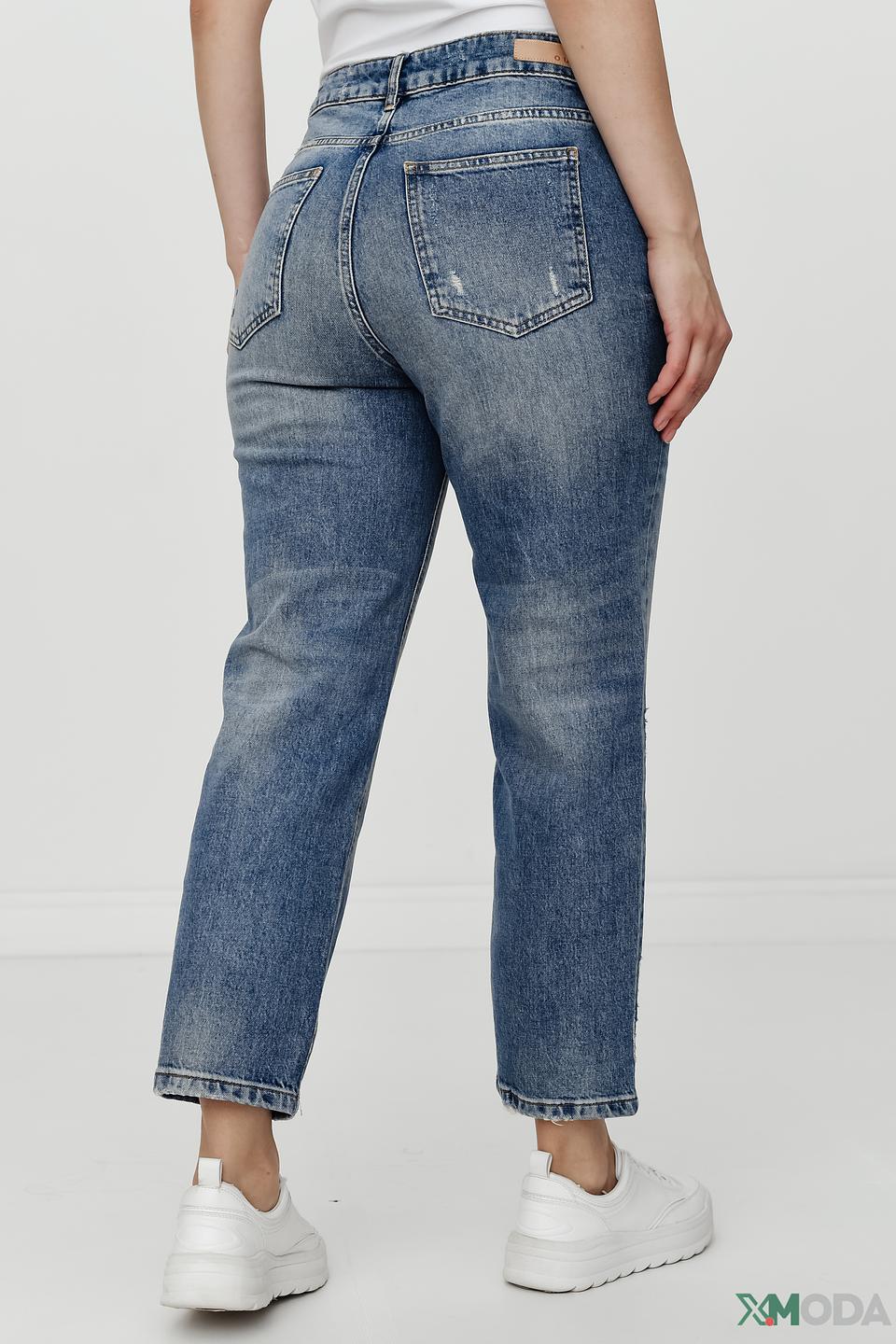 Джинсы Oui с потертостями голубые