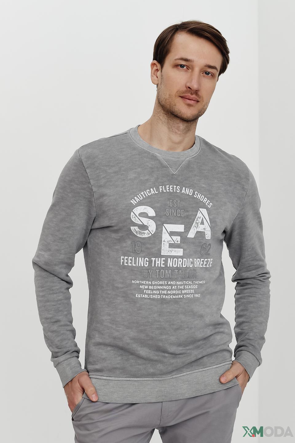 Джемпер Tom Tailor с принтом серый
