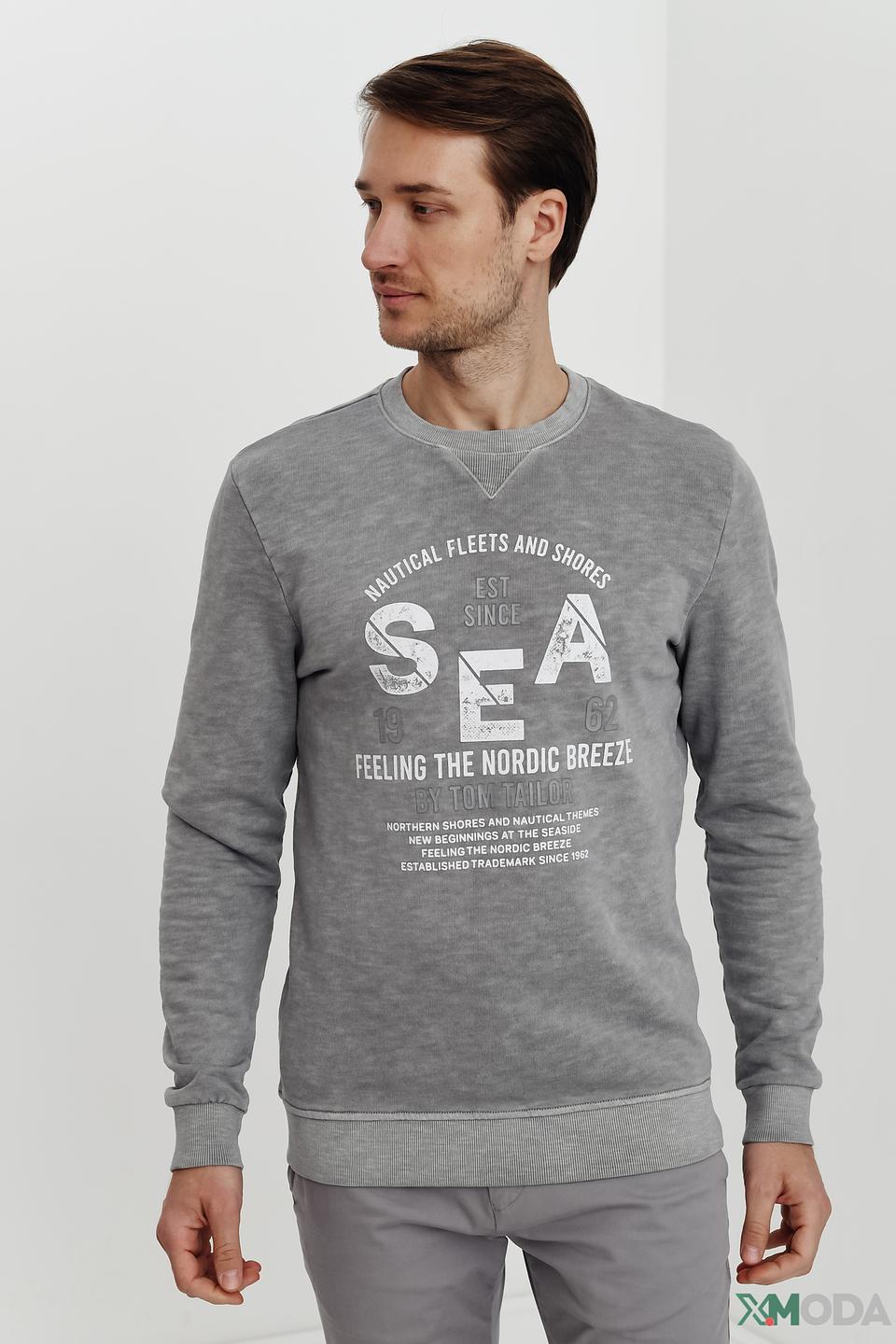 Джемпер Tom Tailor с принтом серый