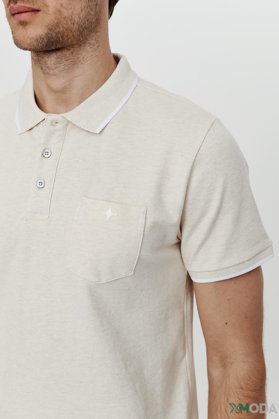 Поло Haze and Finn бежевое с кантом