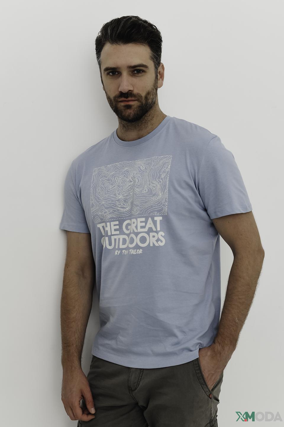 Футболка Tom Tailor голубая с принтом