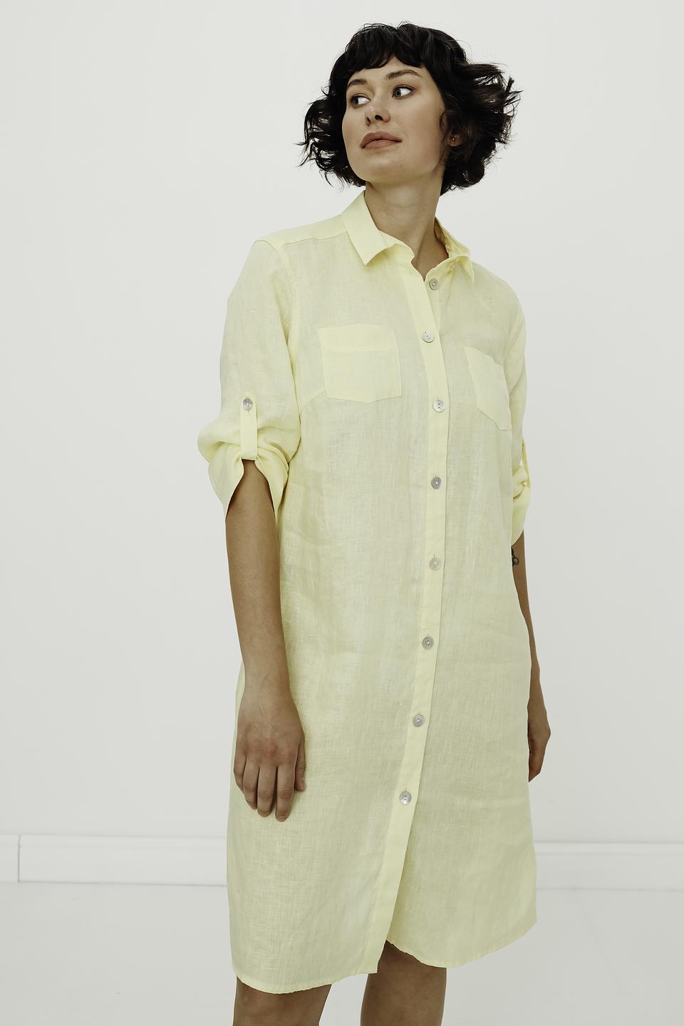 Платье Bianca льняное жёлтое