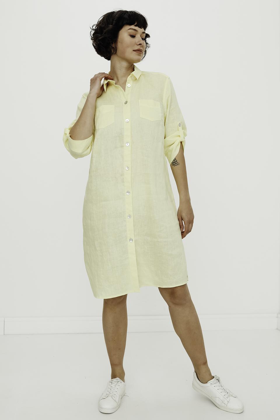 Платье Bianca льняное жёлтое