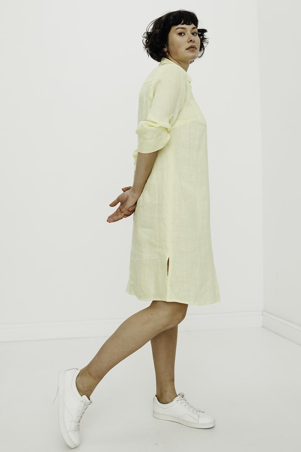 Платье Bianca льняное жёлтое