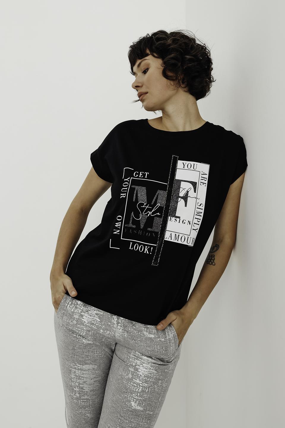 Футболка Monari с принтом чёрная
