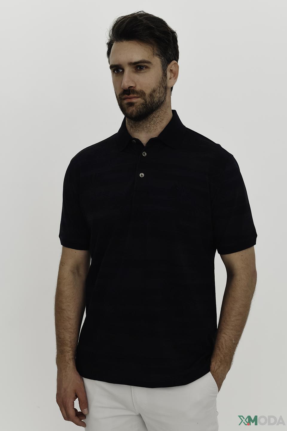 Поло Claudio Campione с узором чёрный