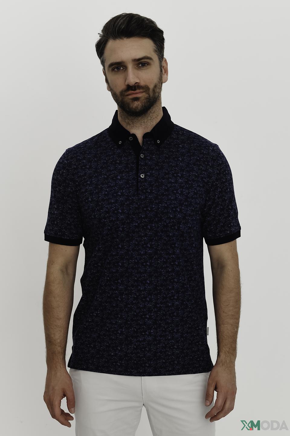 Поло Bugatti с узором синий