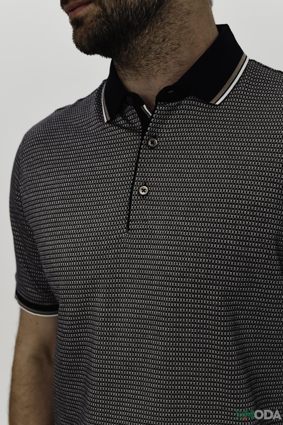 Поло Bugatti в мелкий принт серый