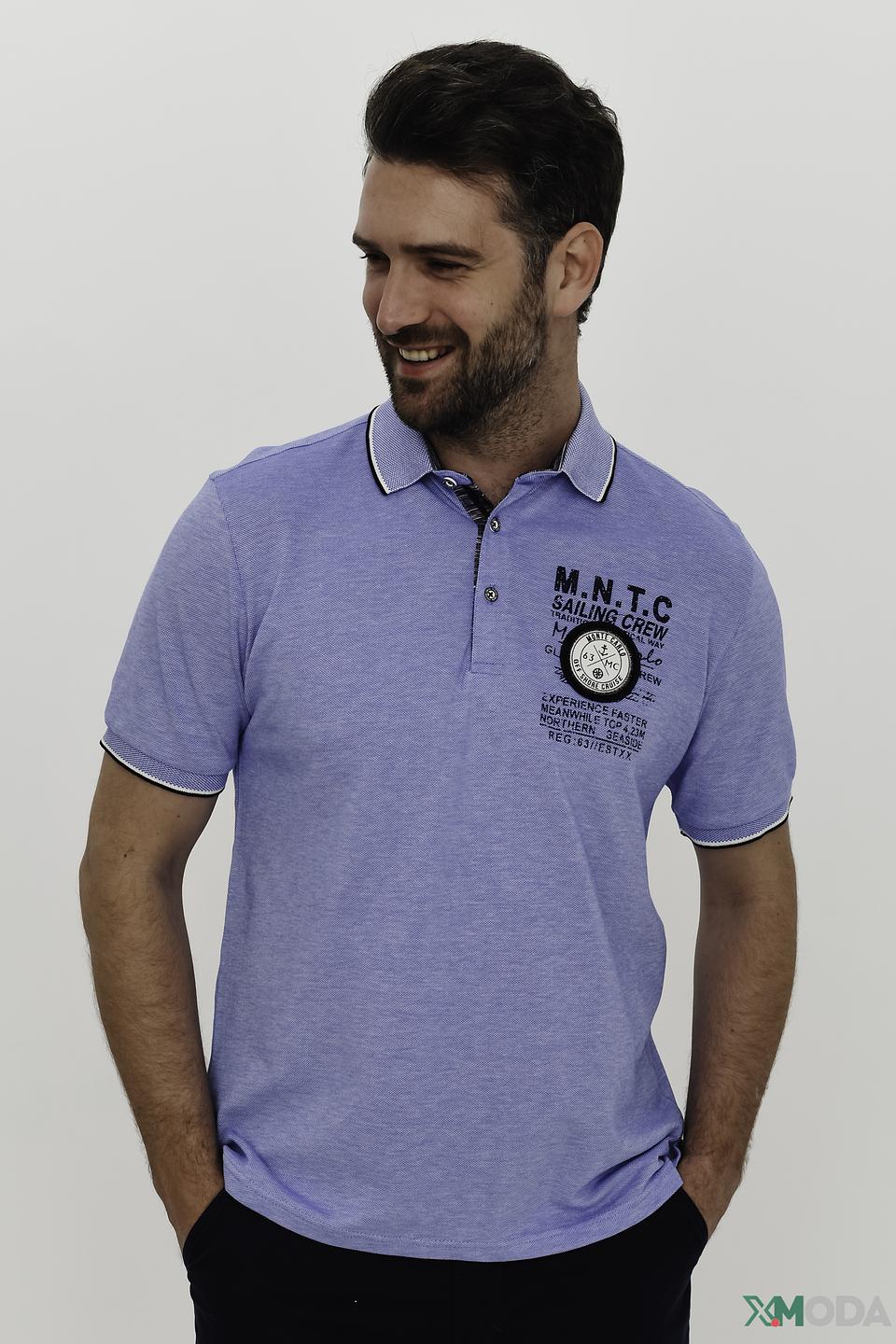 Поло Monte Carlo с логотипом голубое