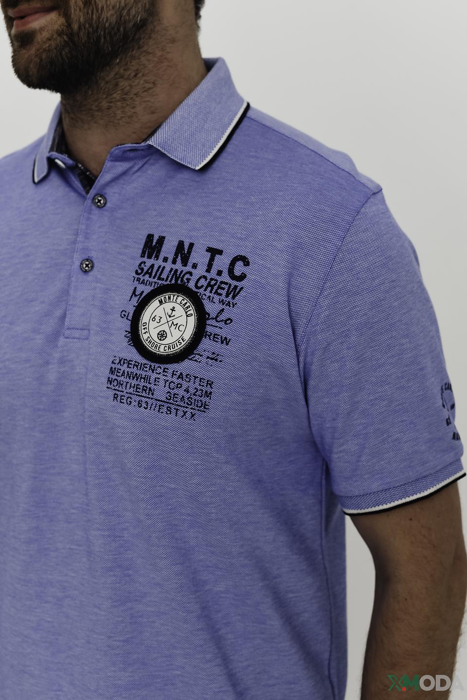 Поло Monte Carlo с логотипом голубое