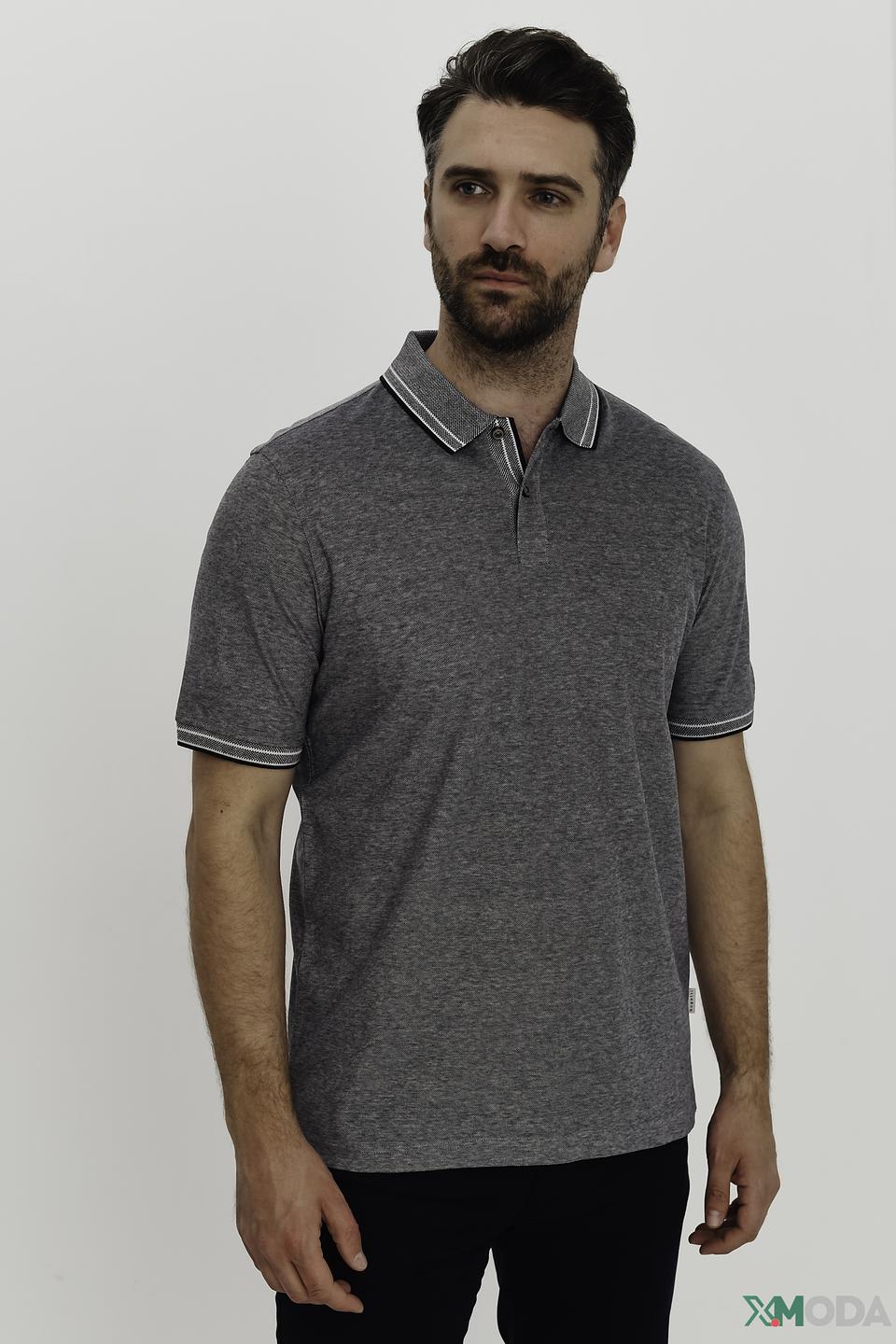 Поло Bugatti мужское серое меланж