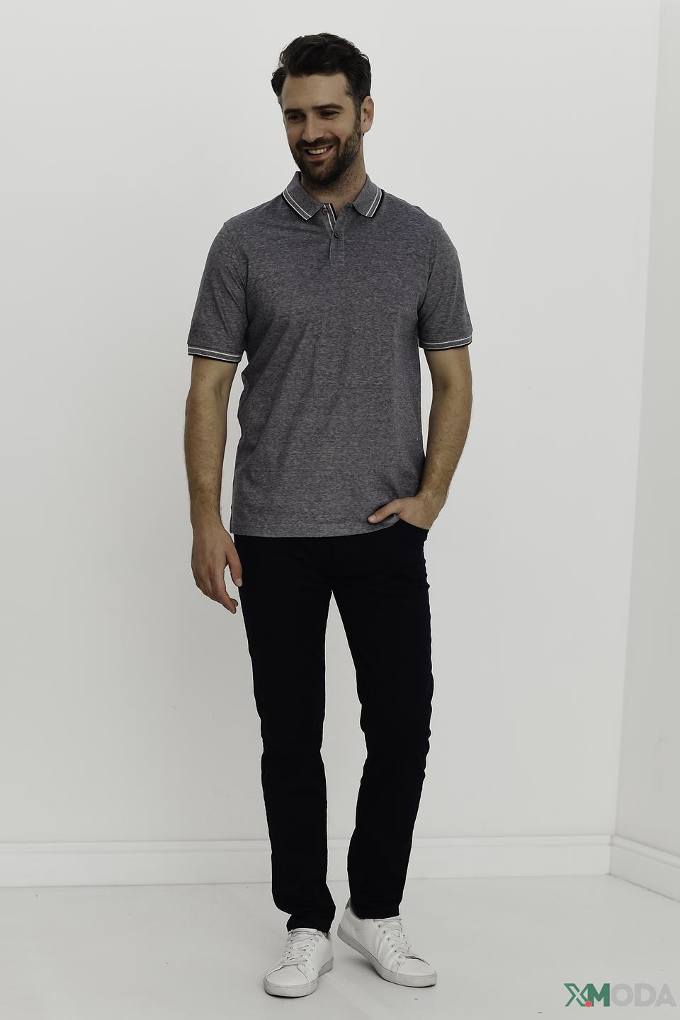 Поло Bugatti мужское серое меланж