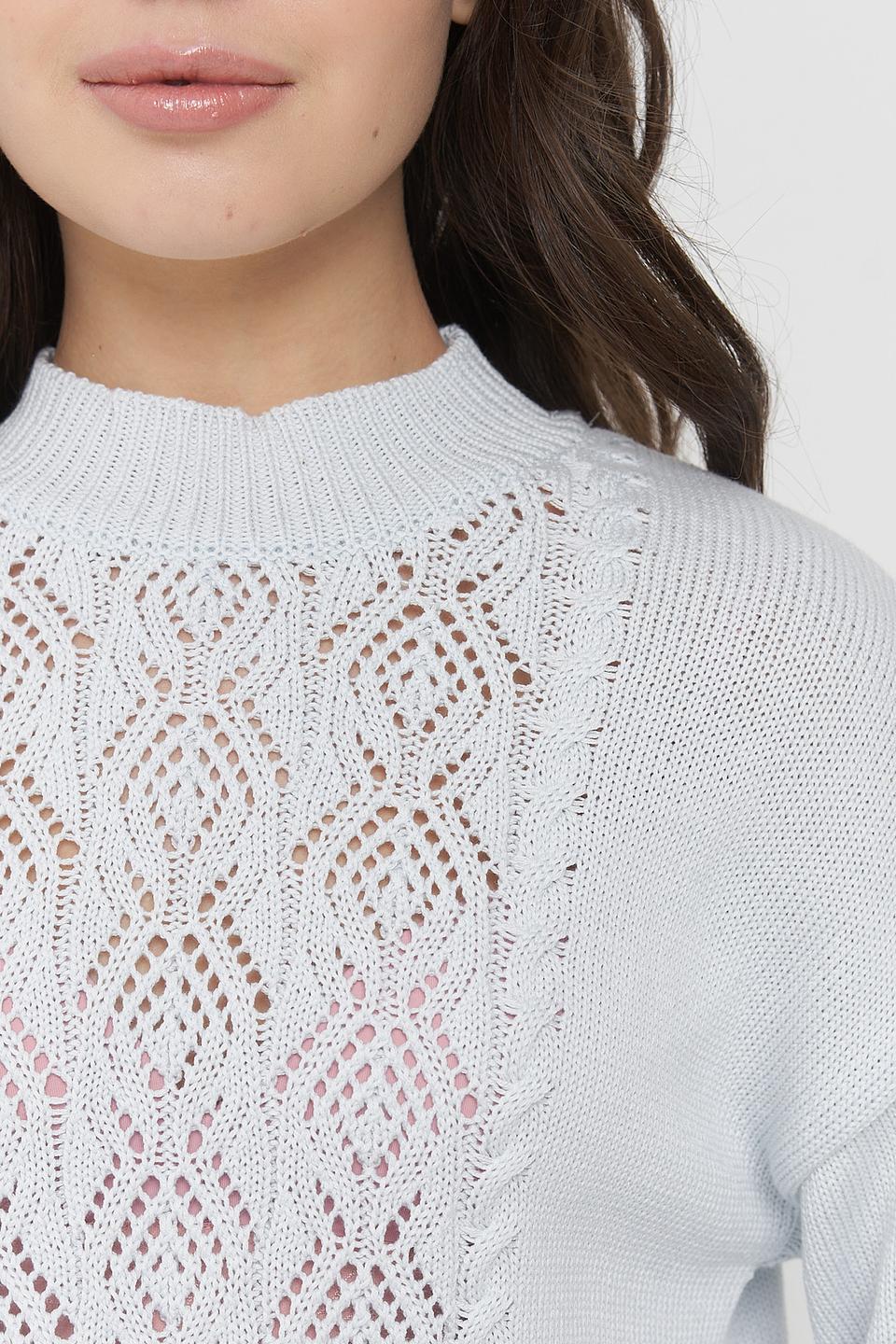 Джемпер VAY с ажурной вставкой голубой