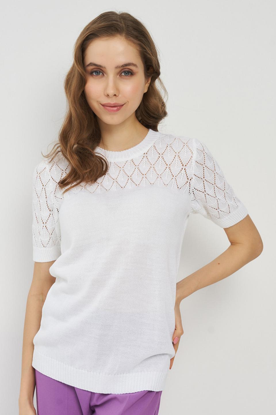 Джемпер VAY с ажуром белый