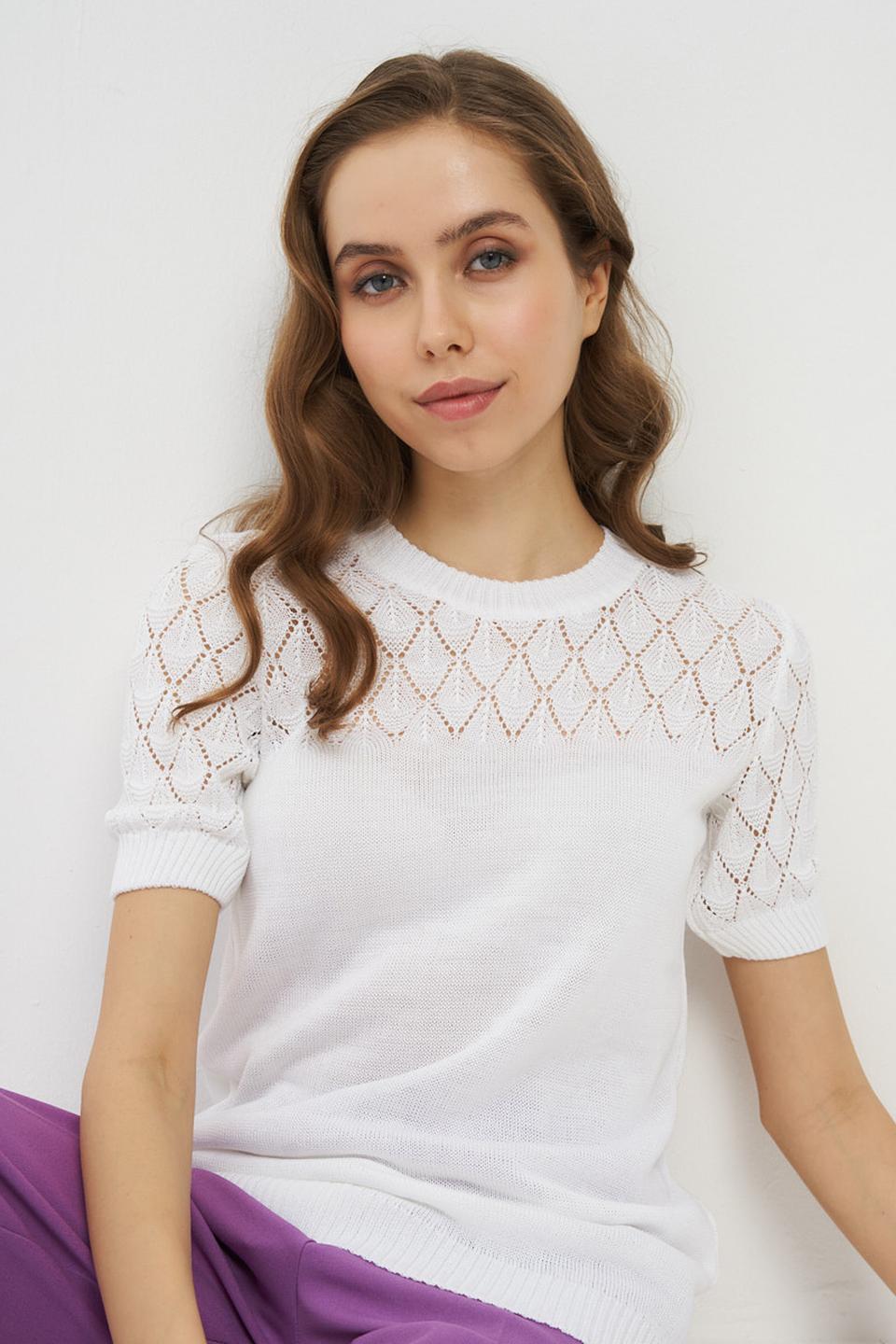 Джемпер VAY с ажуром белый