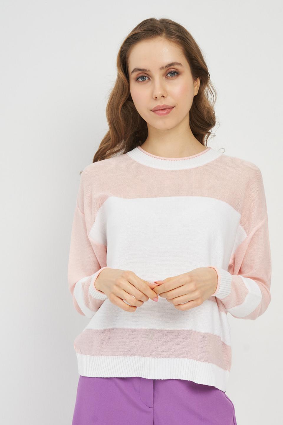 Джемпер VAY с полосками розовый