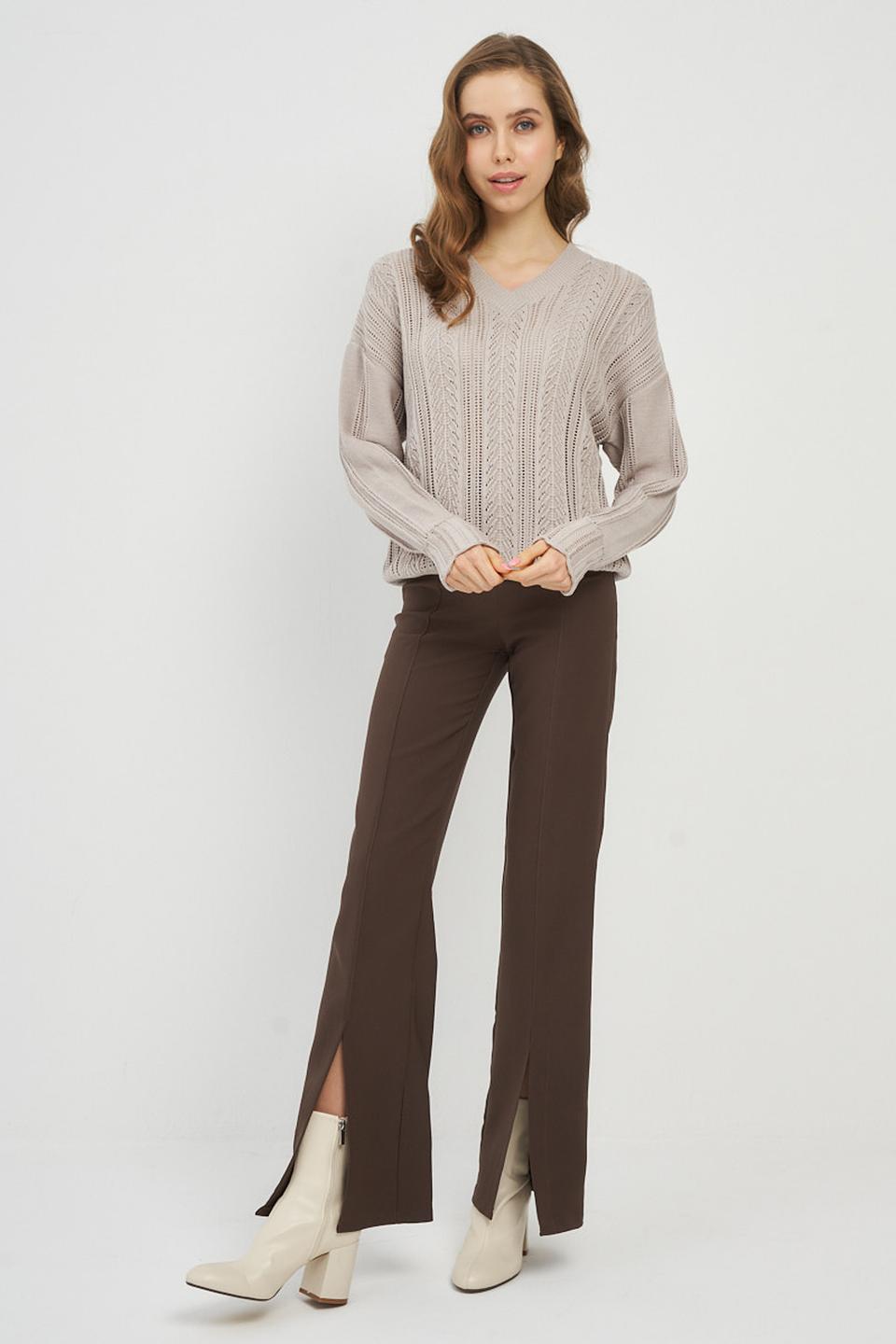 Джемпер VAY с косами бежевый
