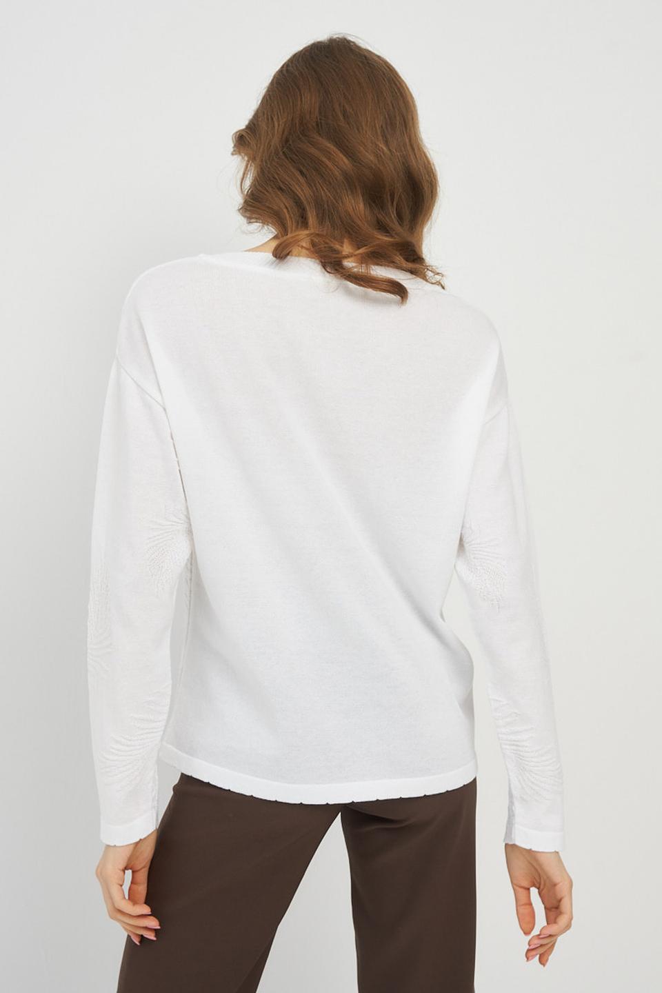 Джемпер VAY с листьями белый