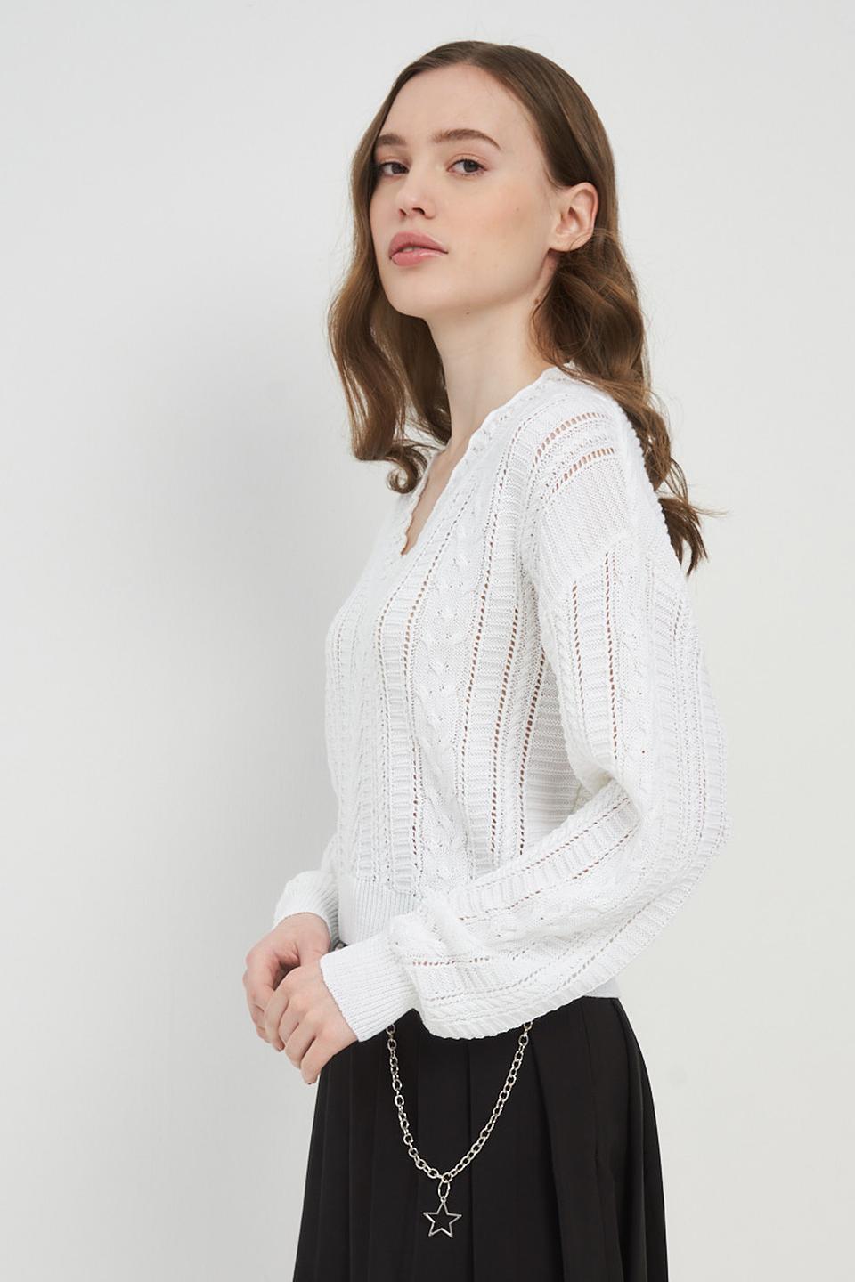 Джемпер BE YOU с V-образным вырезом белый