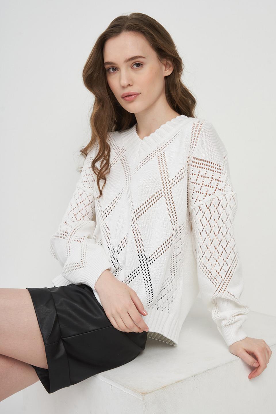 Джемпер BE YOU, белый, ажурный