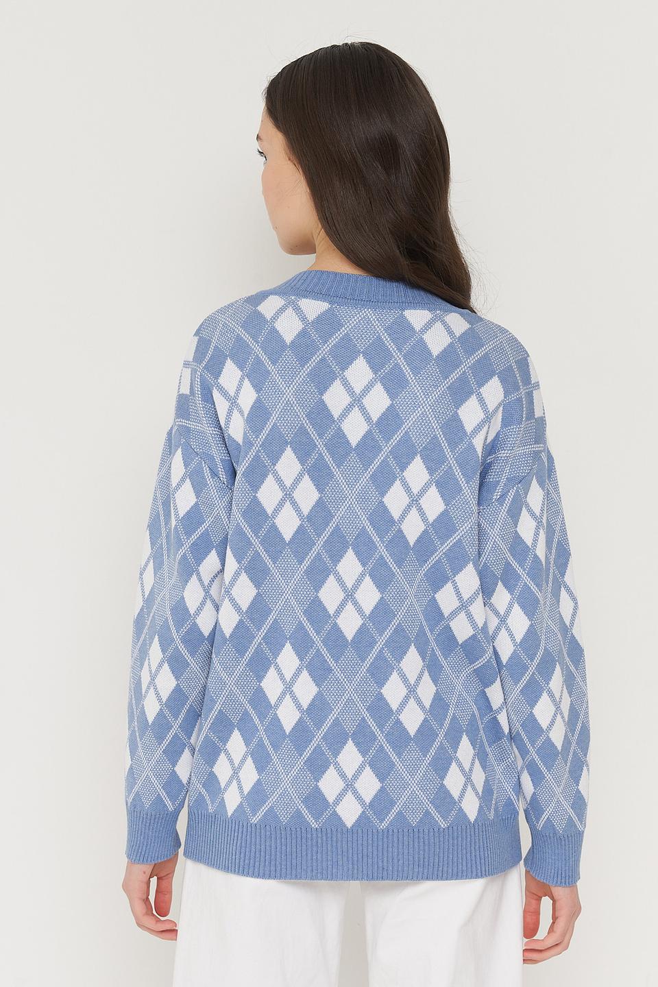 Кардиган VAY в ромбик голубой