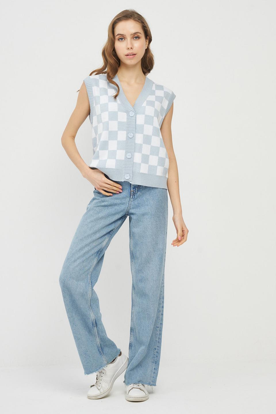 Жилет VAY в клетку голубой