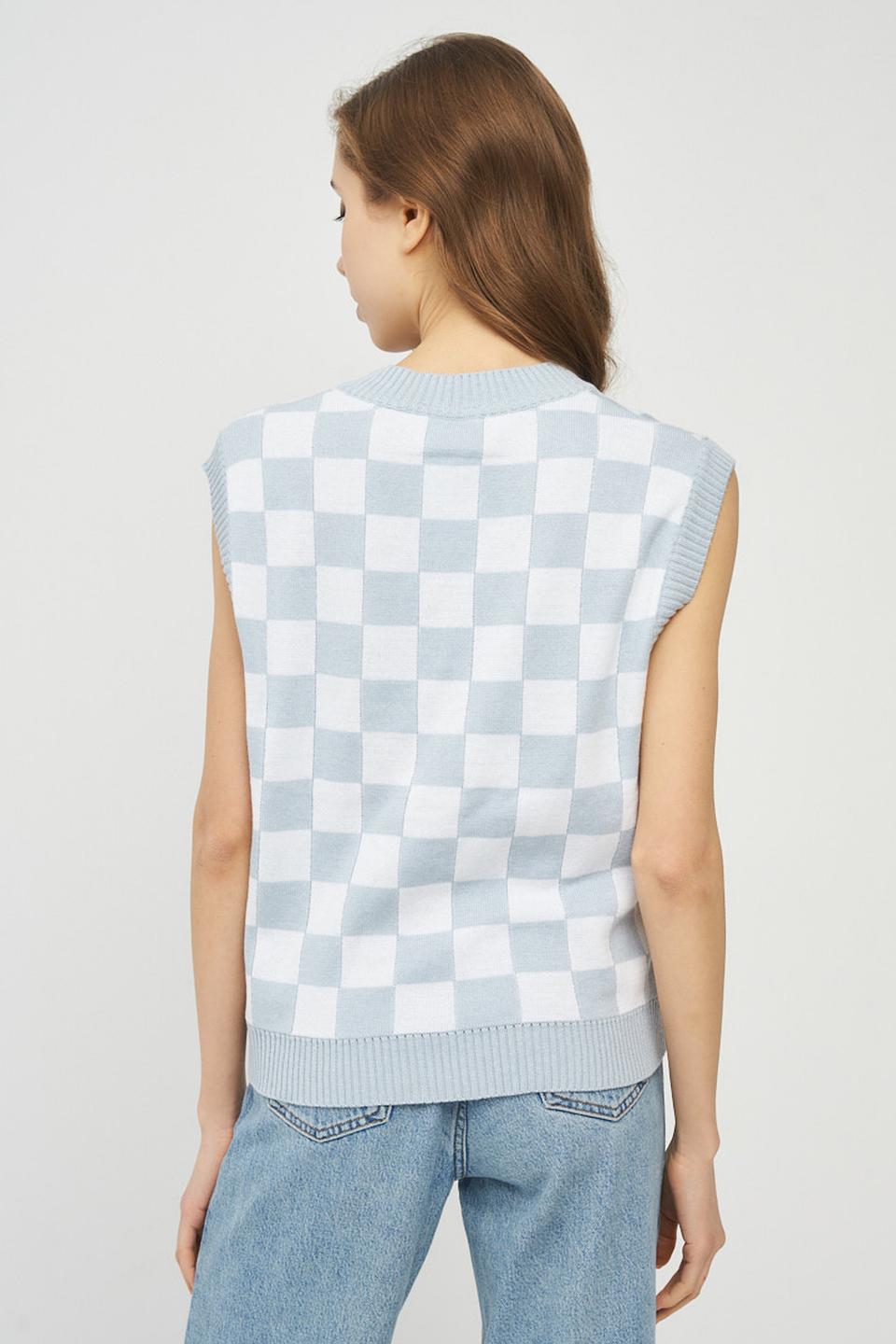 Жилет VAY в клетку голубой