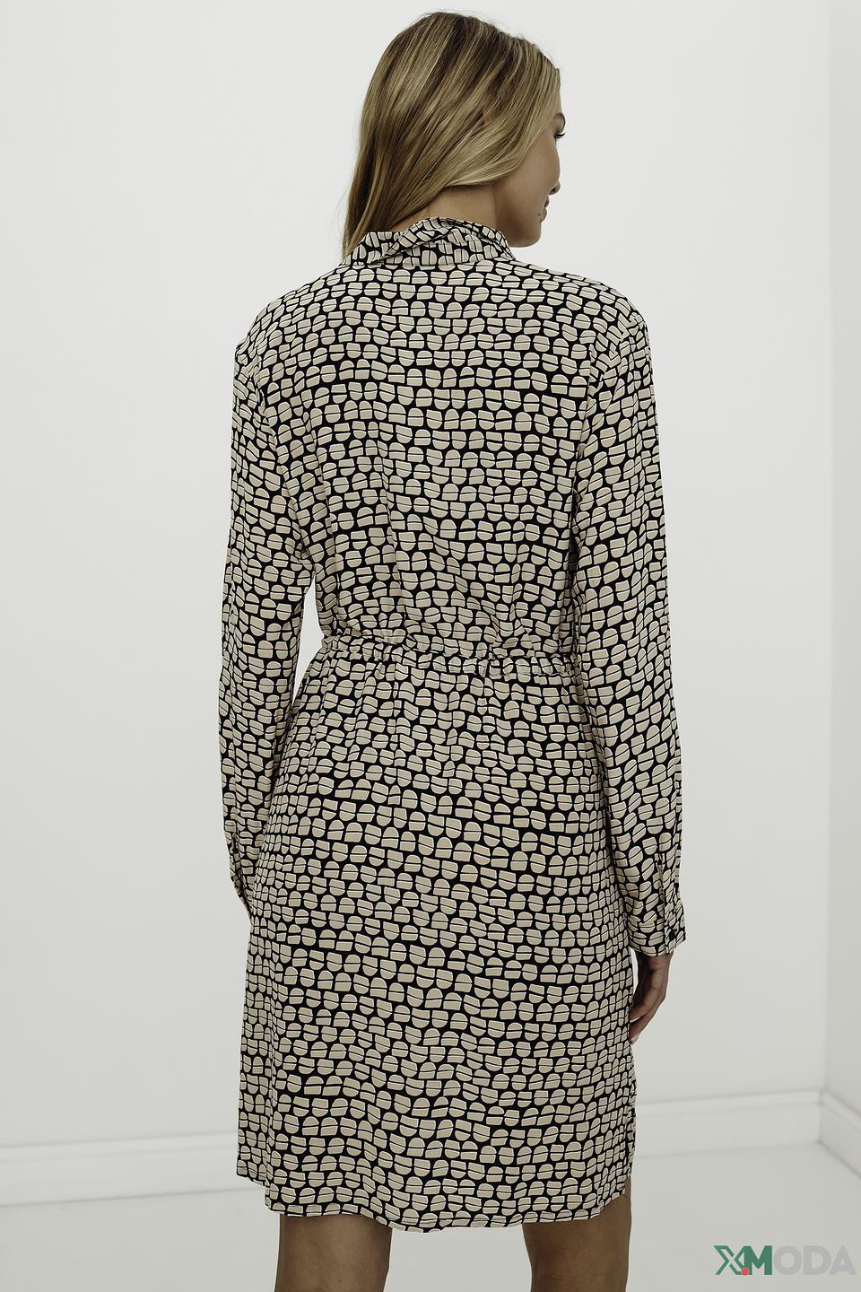 Платье Comma в чёрно-бежевый принт