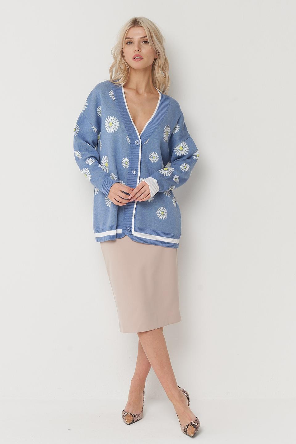 Кардиган BE YOU с ромашками голубой