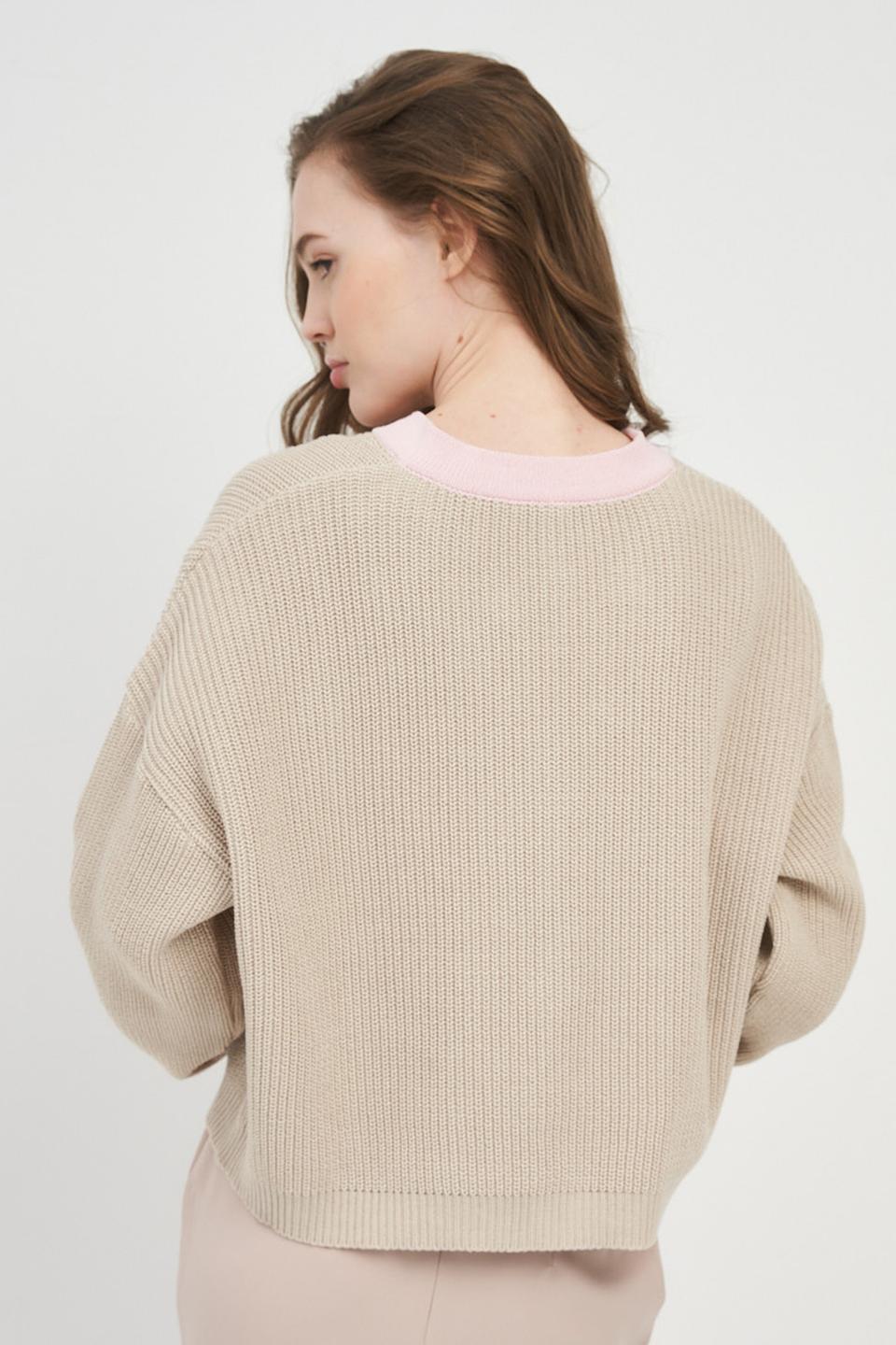 Кардиган BE YOU с розовой отделкой бежевый