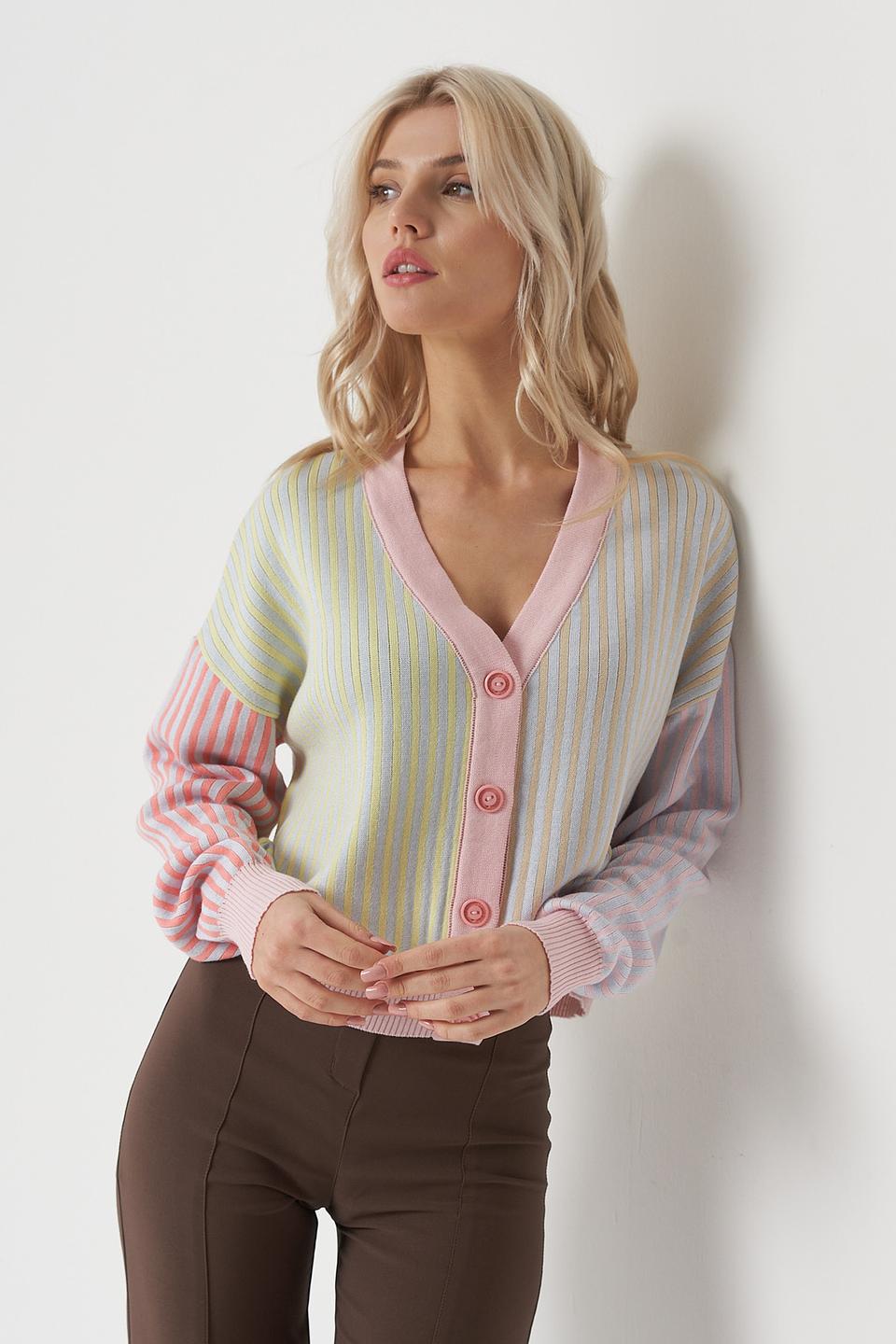 Кардиган BE YOU в полоску розовый