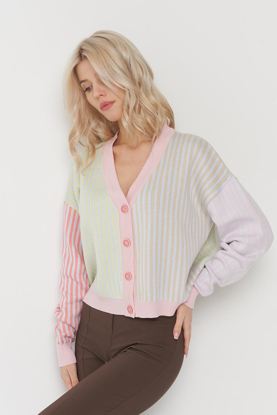 Кардиган BE YOU в полоску розовый