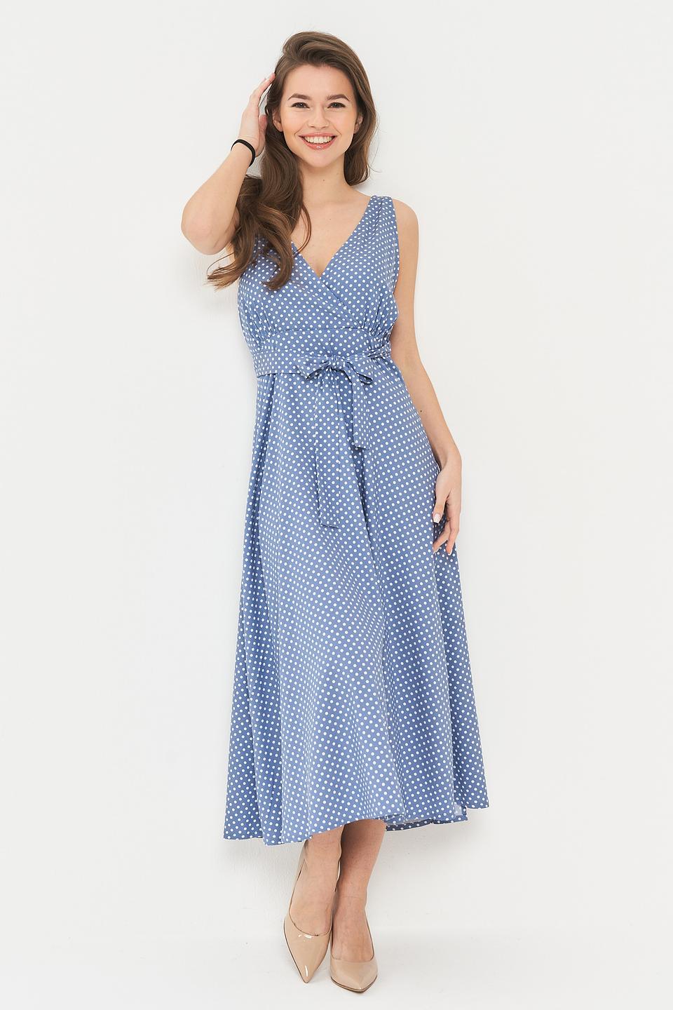 Платье BE YOU в горошек голубое