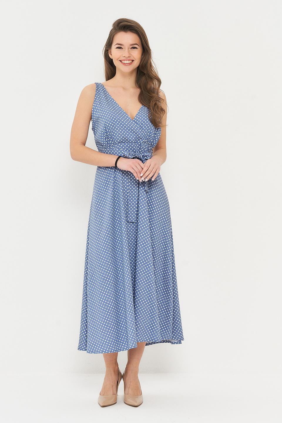 Платье BE YOU в горошек голубое