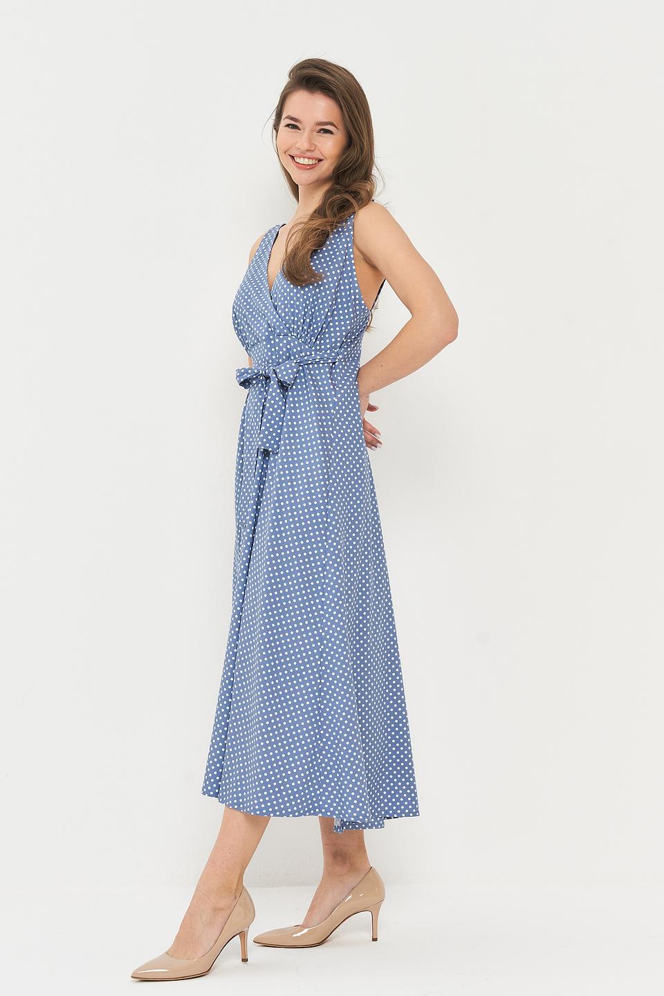 Платье BE YOU в горошек голубое
