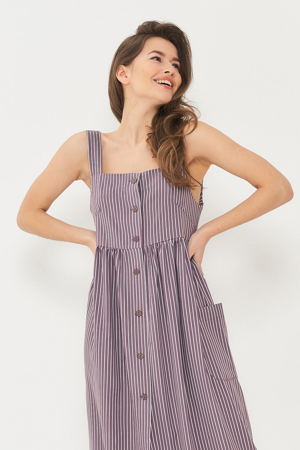 Платье BE YOU в полоску на пуговицах