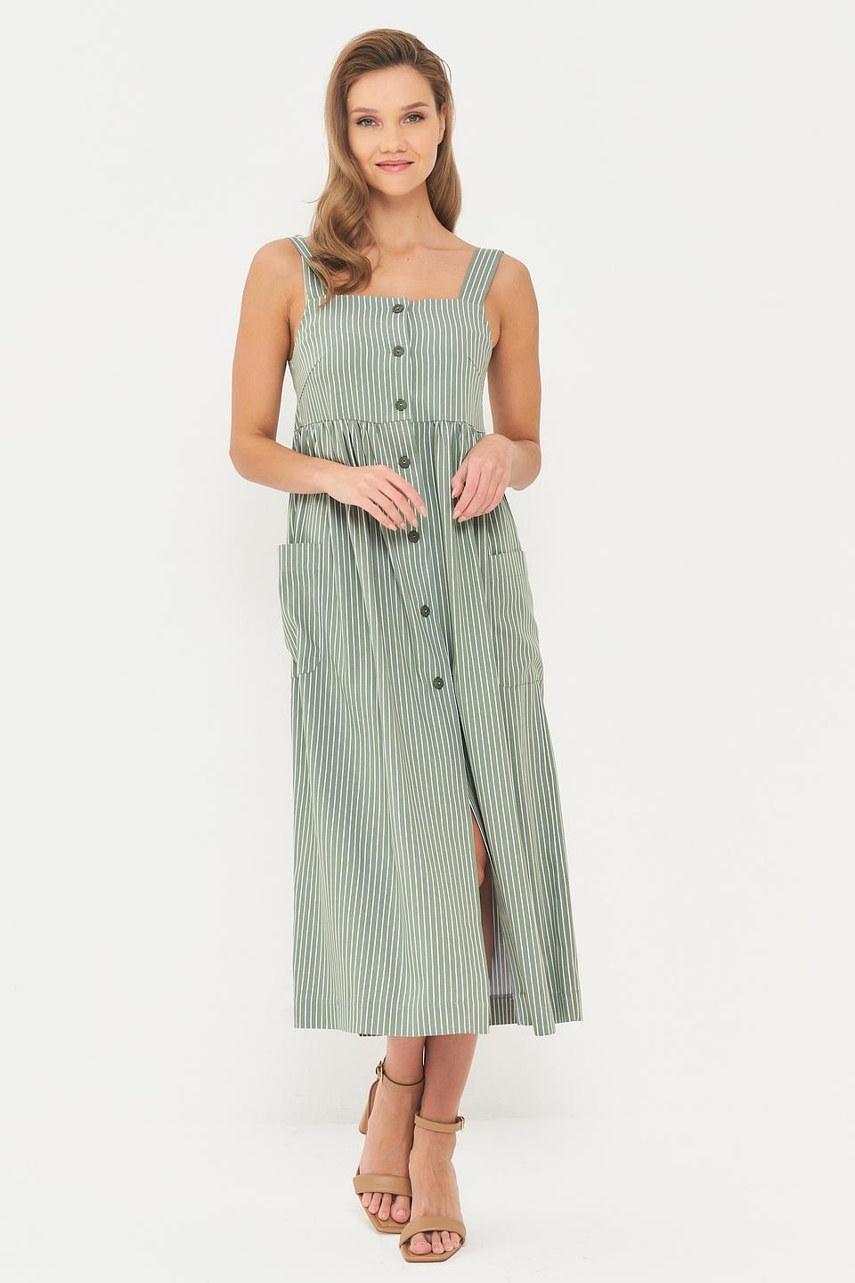 Платье BE YOU в полоску зеленое