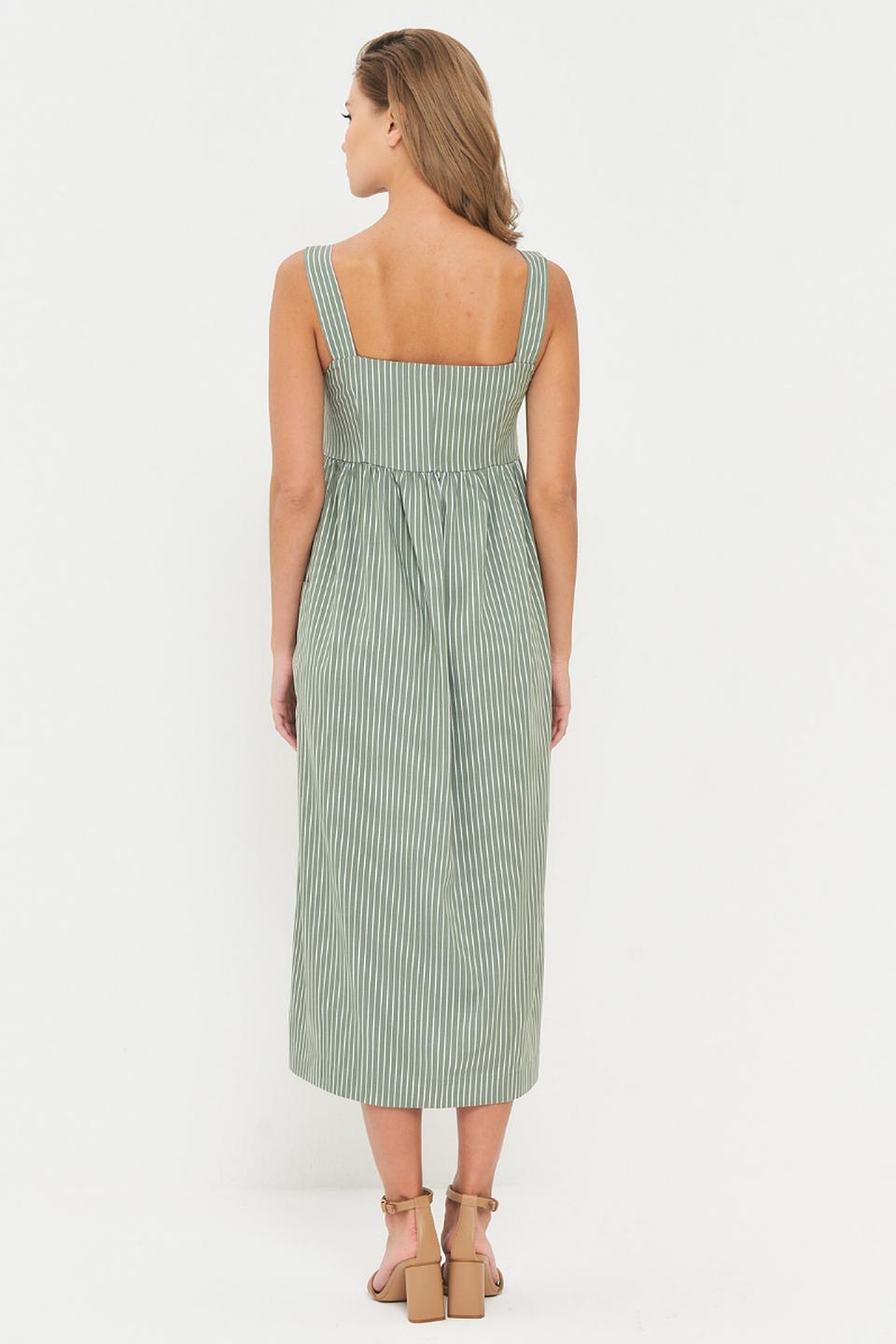 Платье BE YOU в полоску зеленое