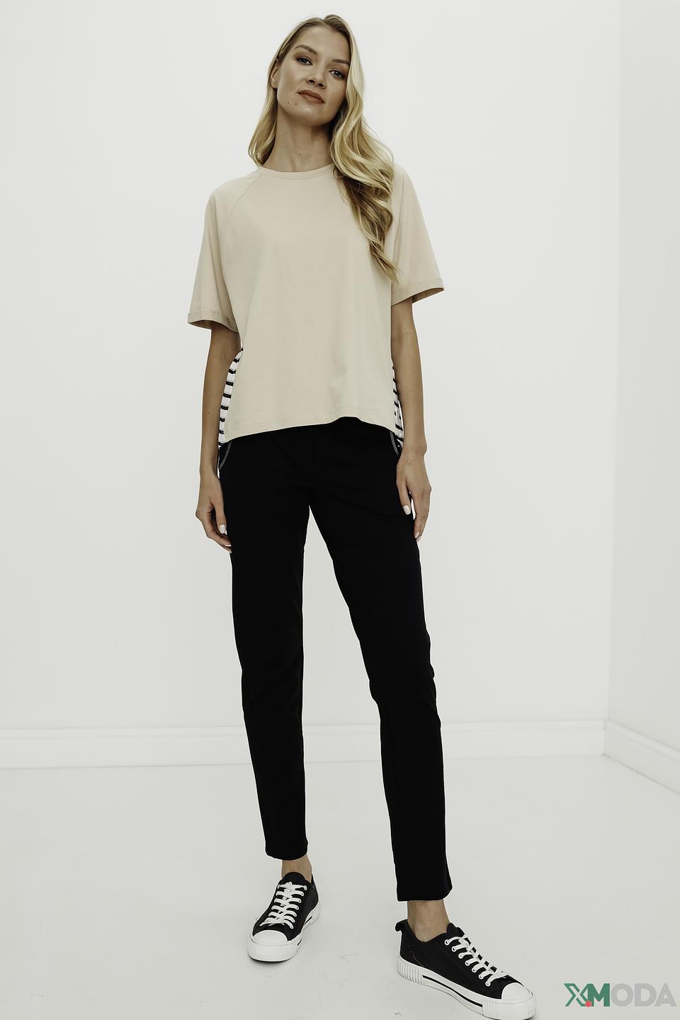 Блуза Comma с полоской бежевая