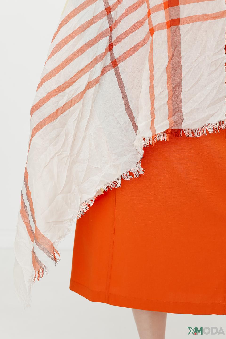 Шарф Fraas в клетку бежево-оранжевый